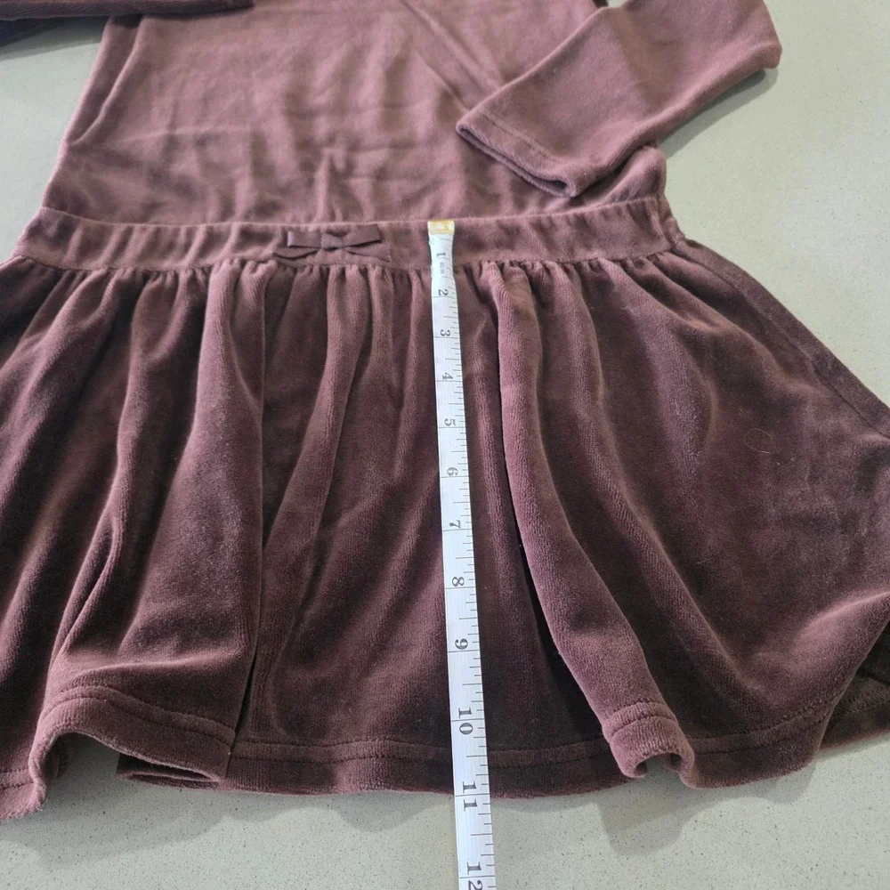 Gymboree‎ Girls Brown Velour Hooded Dress Hearts Embroidery Size 8 0905